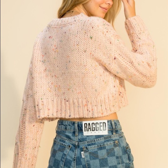 Pale Pink Multicolor Speck Sweater - Picture 3 of 4